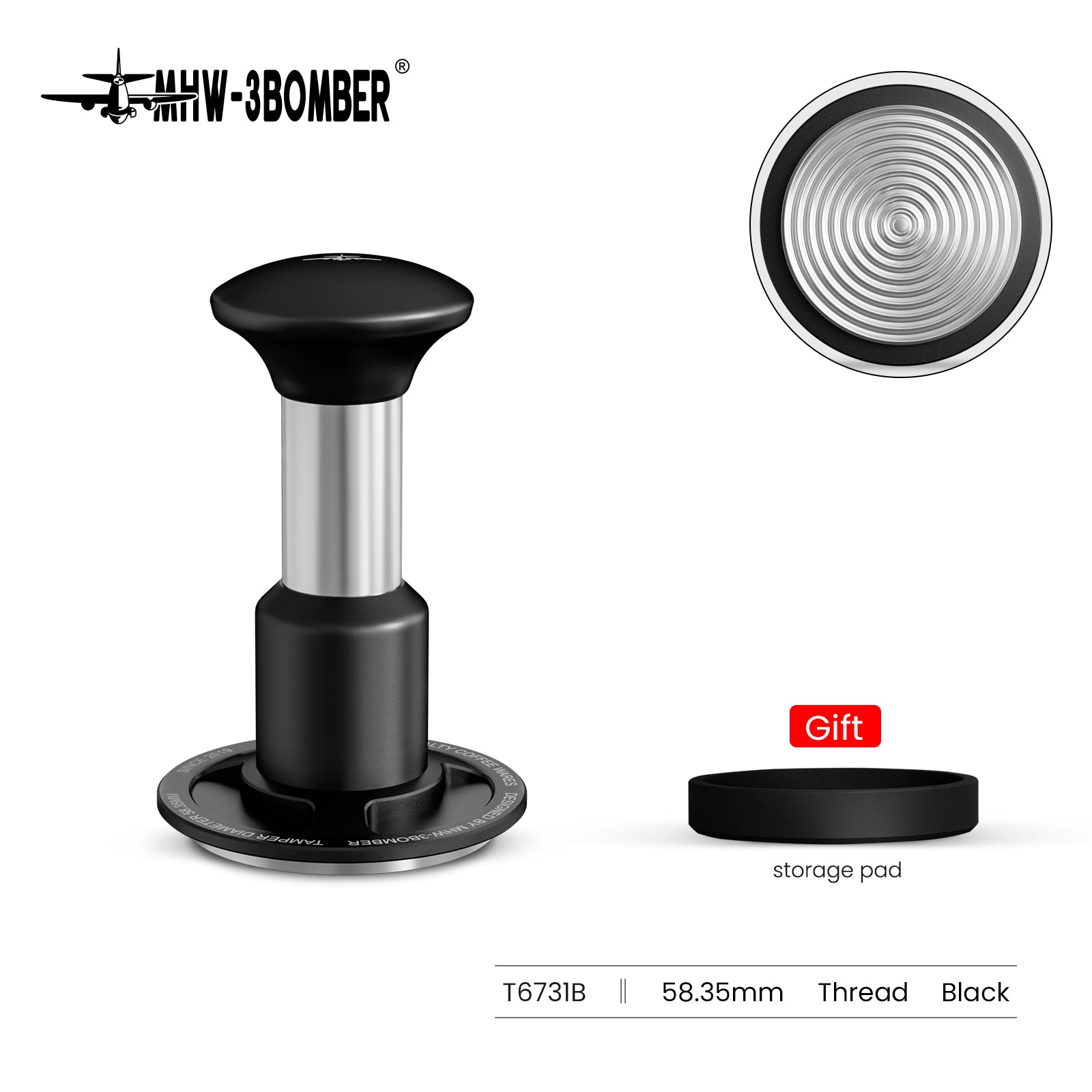 MHW-3BOMBER Knight Impact Tamper 58.35 mm - Black – Raw Plus Coffee