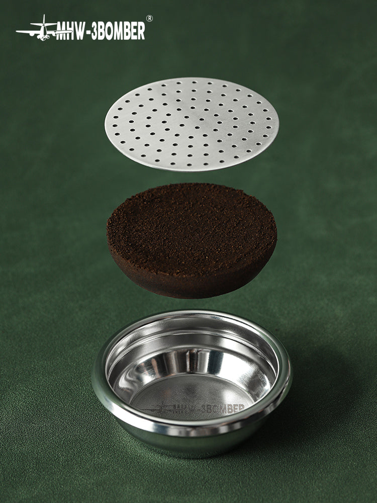 MHW-3BOMBER Espresso Puck Screen With Round Hole - Silver