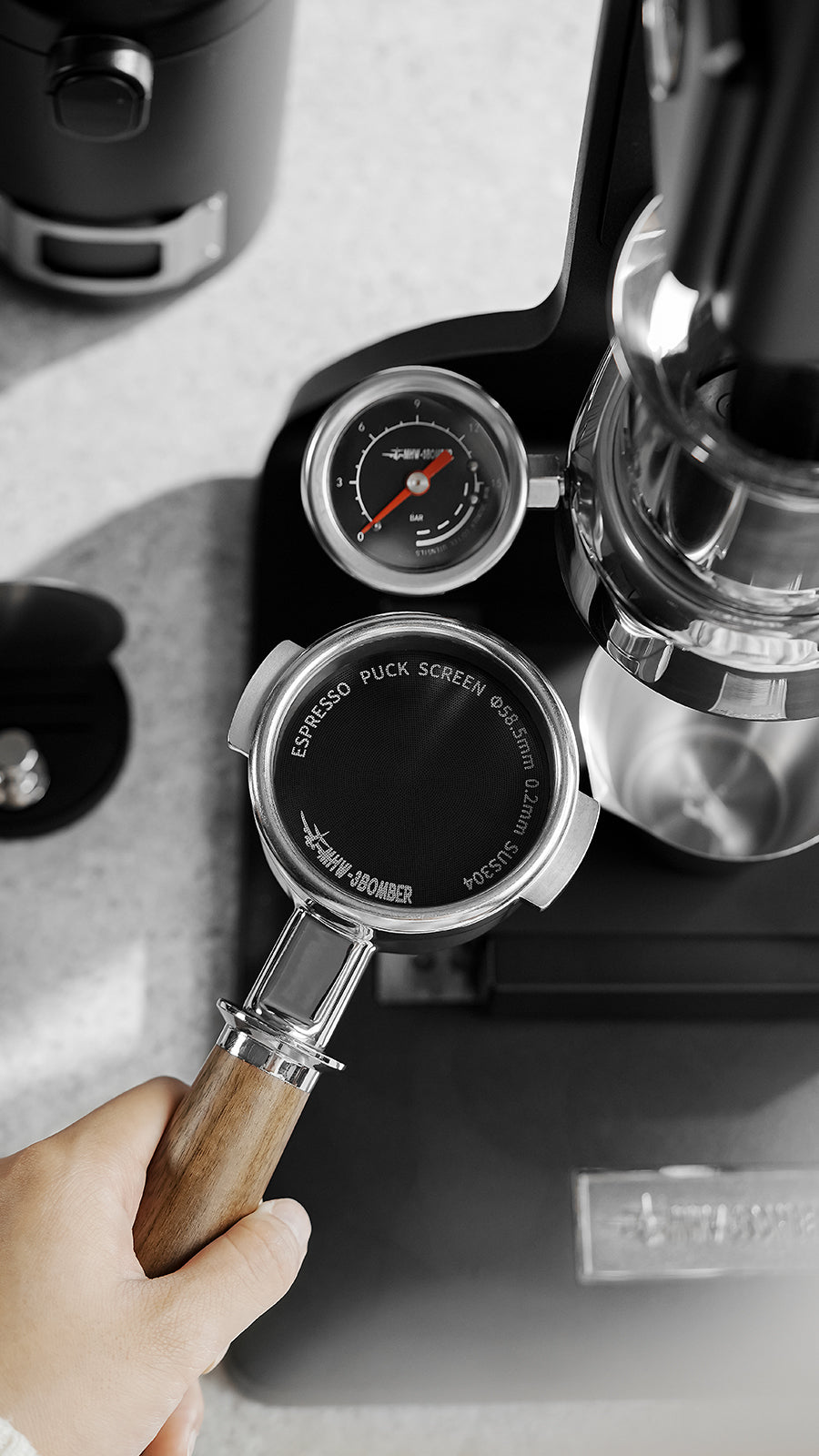 MHW-3BOMBER Espresso Puck Screen Stand 51-58 mm