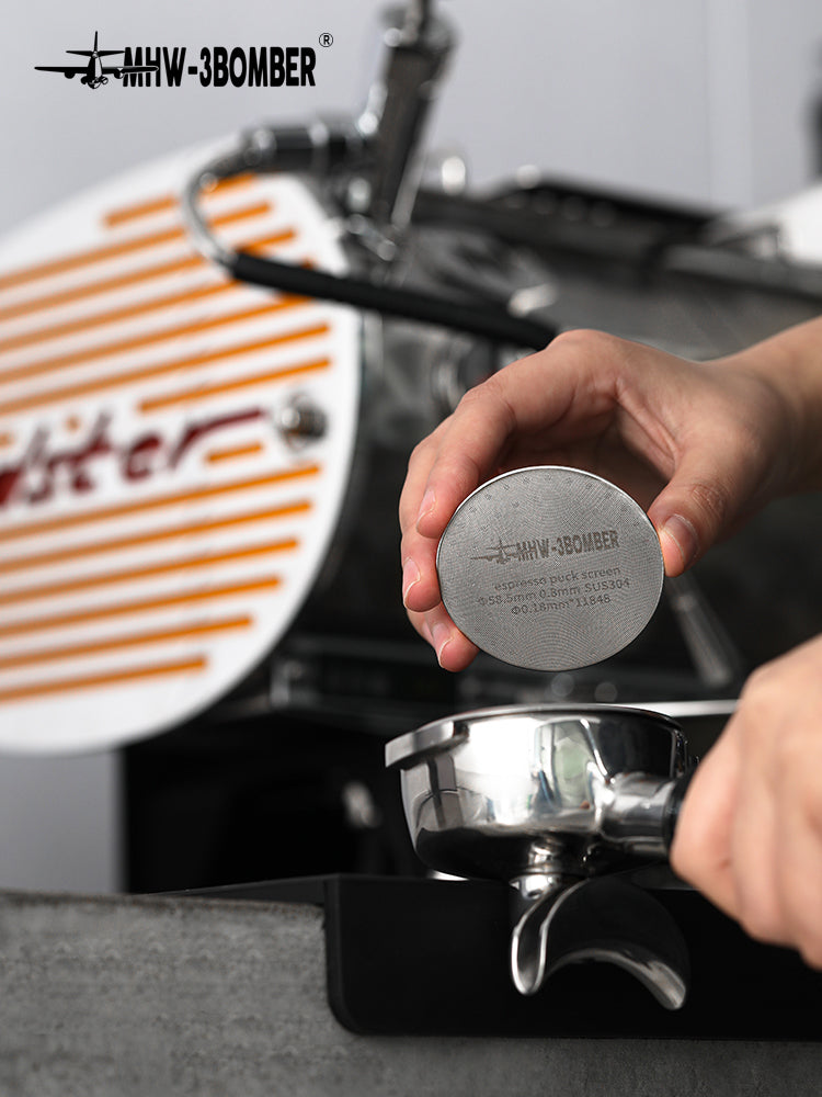 MHW-3BOMBER Schermo Puck Per Espresso Ultra Sottile 0,2 Mm Con Rivestimento In Titanio, 58,5 Mm