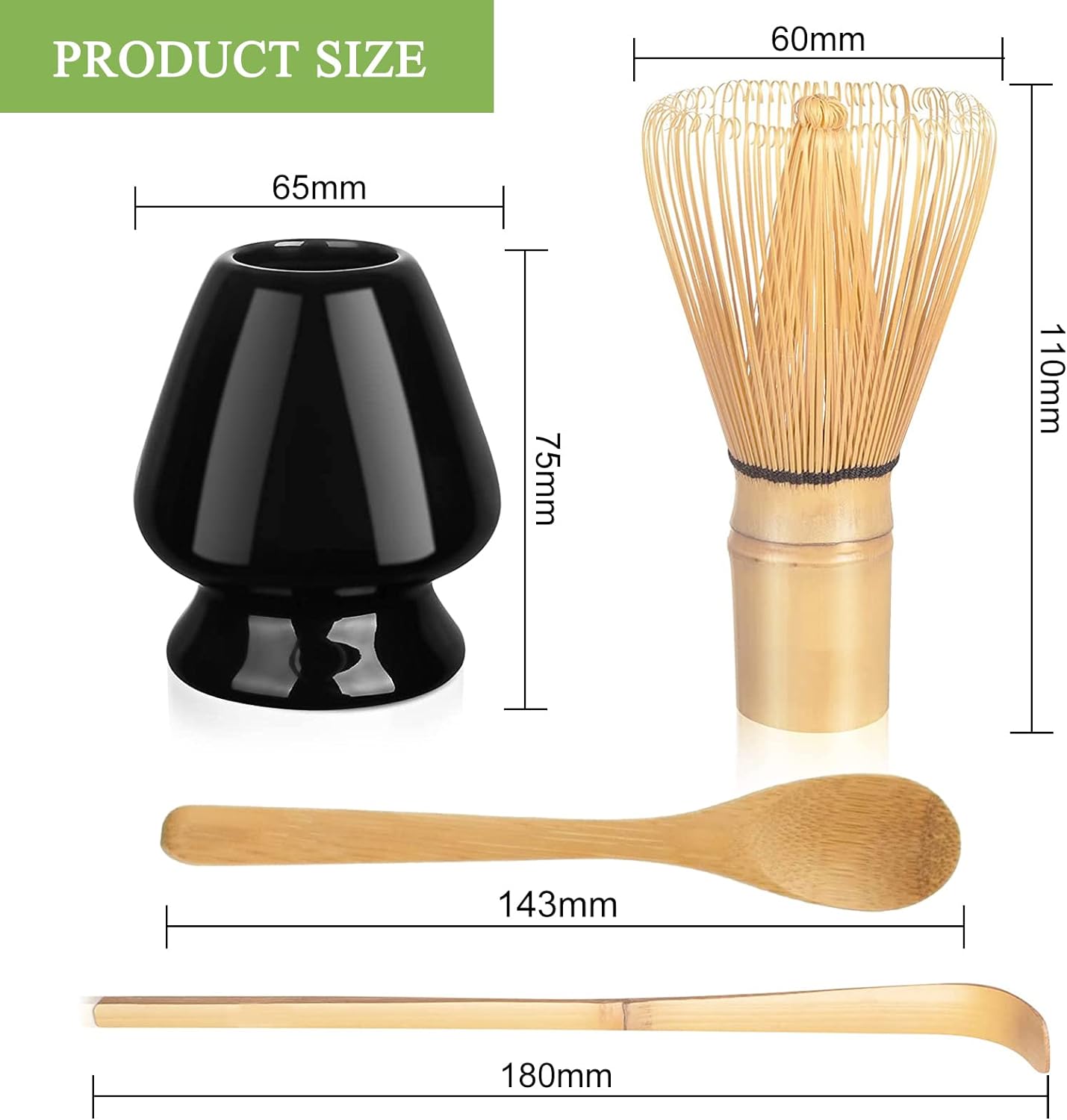 Bamboo Matcha Whisk Set - Black