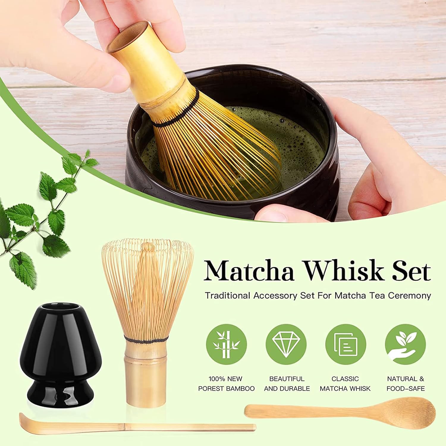 Bamboo Matcha Whisk Set - White