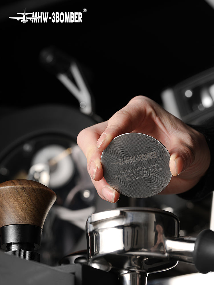 MHW-3BOMBER Espresso Puck Screen With Round Hole - Silver