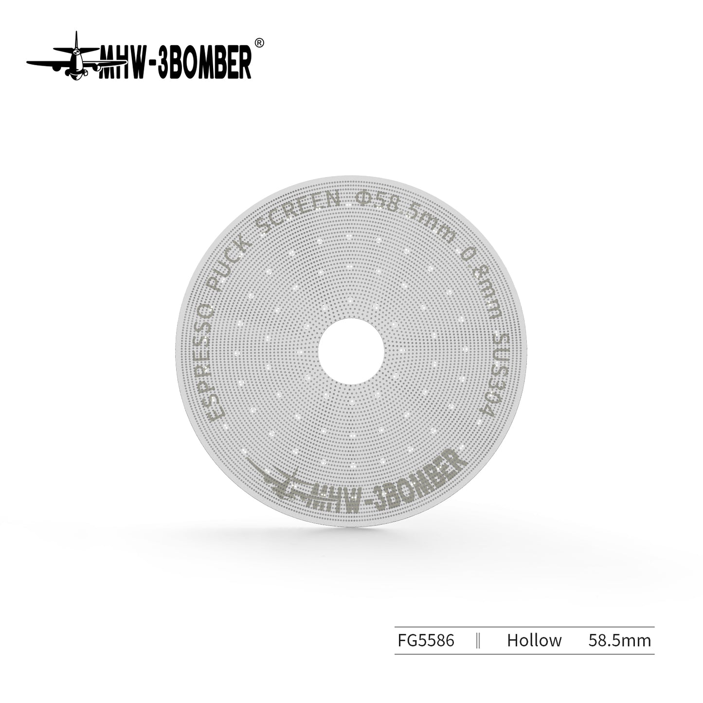 MHW-3BOMBER Espresso Puck Screen With Round Hole - Silver