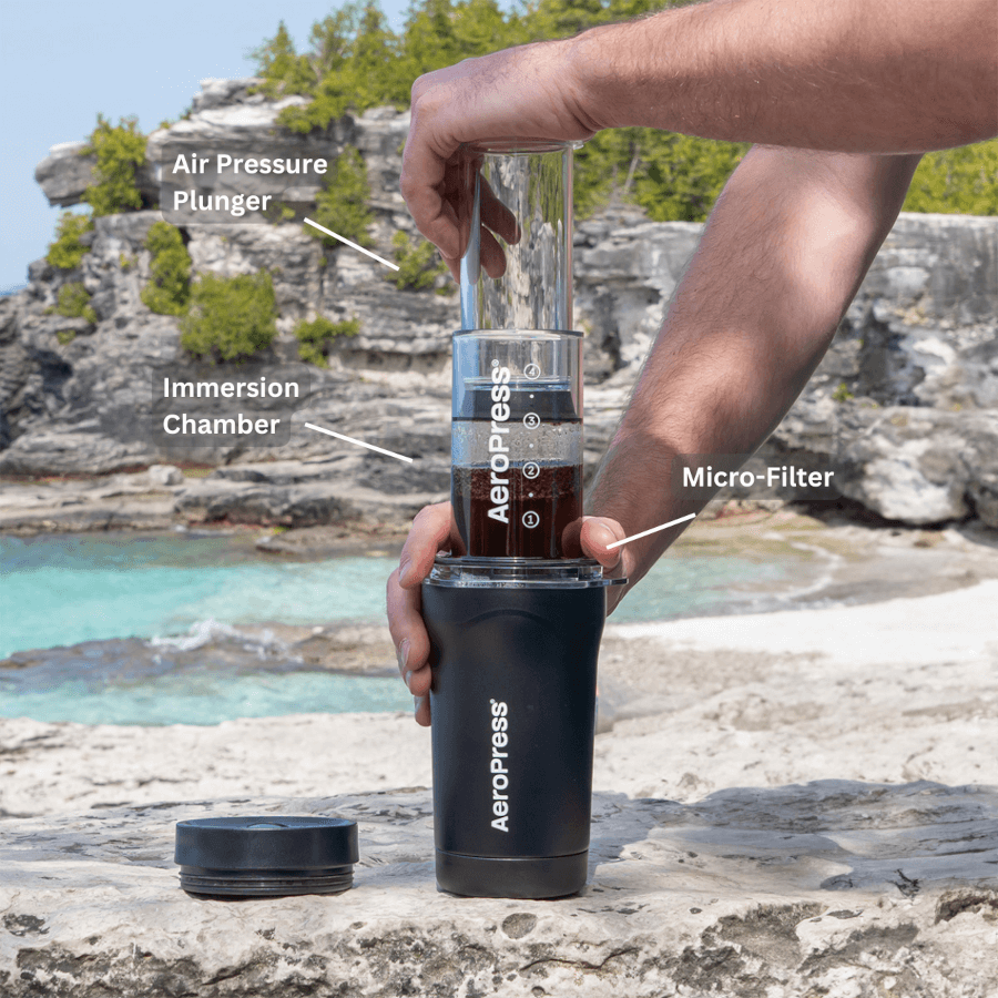 AeroPress Go Plus – Portable Travel Coffee Maker Kit - Cream