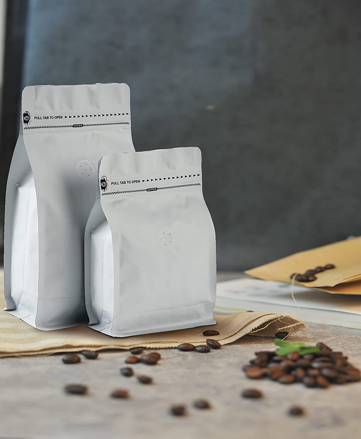 Stand Up Coffee Bag 250g - White (50Pcs)