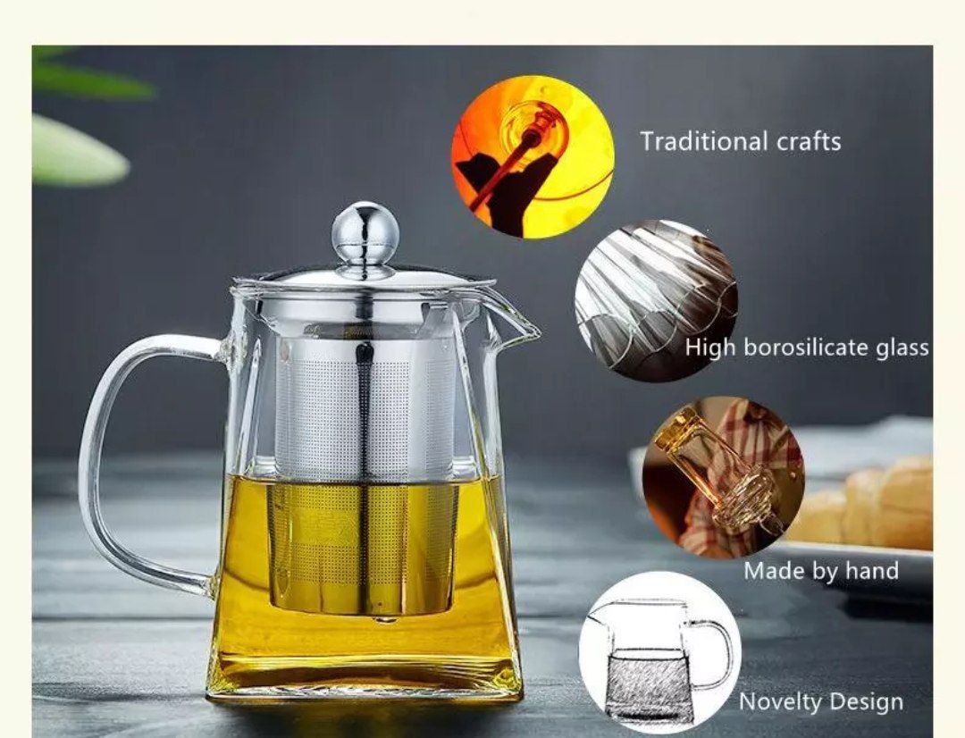 Glass Teapot + 4 Glass Cups set